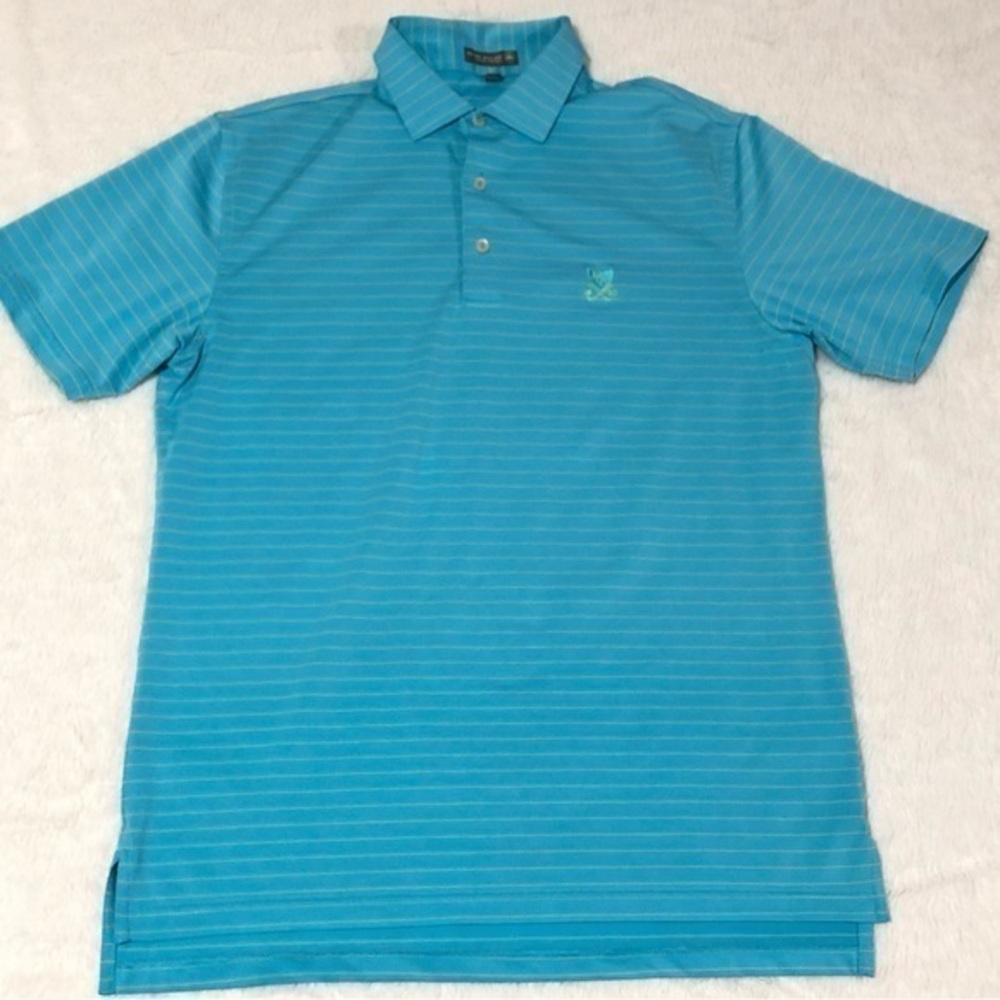 Peter Millar Teal Blue Striped Polo Shirt